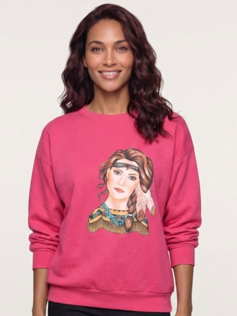Sloppy Joe Vintage Hot Pink Graphic Native Print Sweatshirt